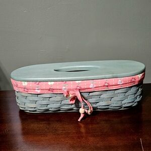 Longaberger Scalloped Boutique Basket, Tissue Lid, Liner, Protector